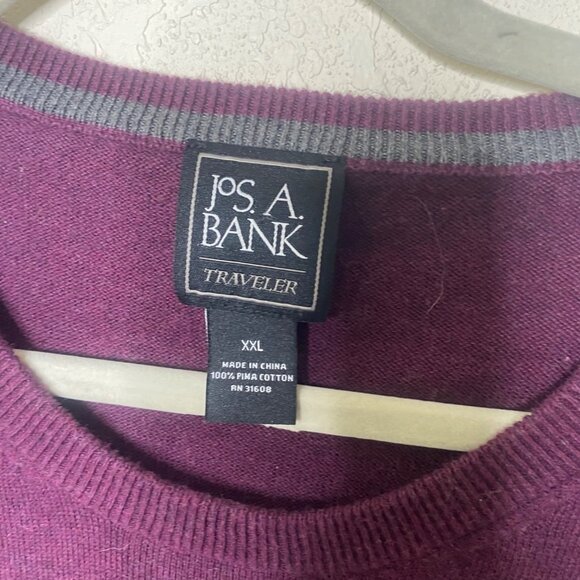 Jos. A. Bank Traveler Sweater Mens XXL Pima Cotton Soft Plum Crewneck Pullover C - Picture 2 of 7